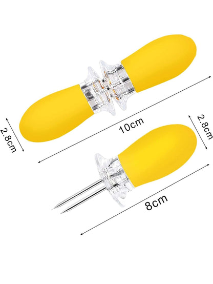 4pcs Stainless Steel Corn Fixer, Small Yellow Corn Fork For Barbecue
