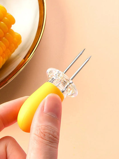 4pcs Stainless Steel Corn Fixer, Small Yellow Corn Fork For Barbecue