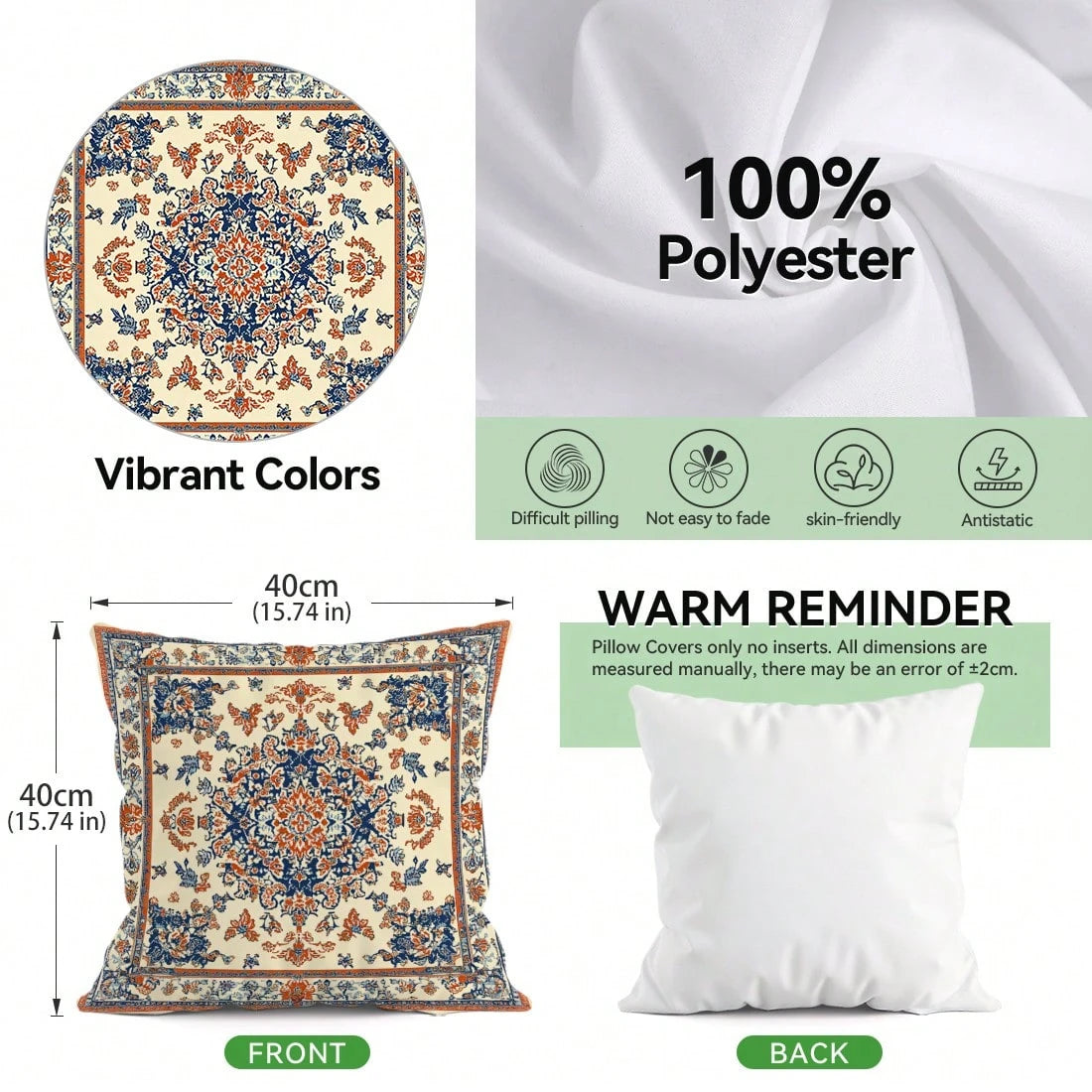 4pcs Vintage Persian Floral Throw Pillow Covers, Bohemian Vintage Persian Carpet Pattern Mandala Floral Design Without Inserts, Single-Sided Printed Pillow Covers, Suitable For Living Room Bedroom Hom