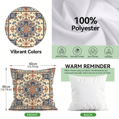 4pcs Vintage Persian Floral Throw Pillow Covers, Bohemian Vintage Persian Carpet Pattern Mandala Floral Design Without Inserts, Single-Sided Printed Pillow Covers, Suitable For Living Room Bedroom Hom