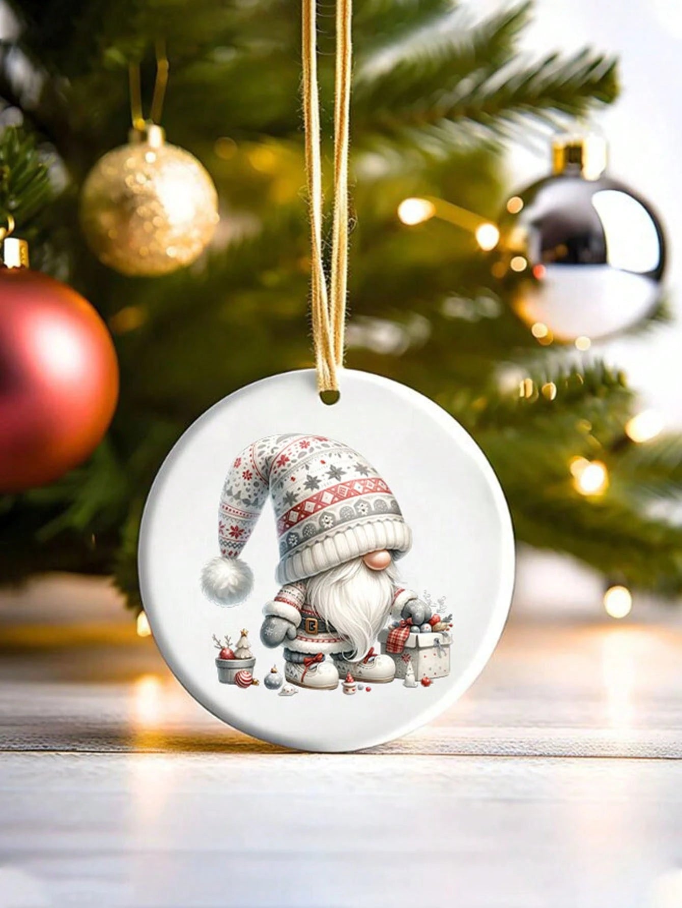 4pcs White Christmas Gnome Elf Santa Claus DIY UV DTF Transfer Stickers, Winter Merry Christmas Theme Suitable For Mugs, Coffee Cups, Tumblers, Laptops, Phone Cases, Greeting Cards, Illustrations, Jun