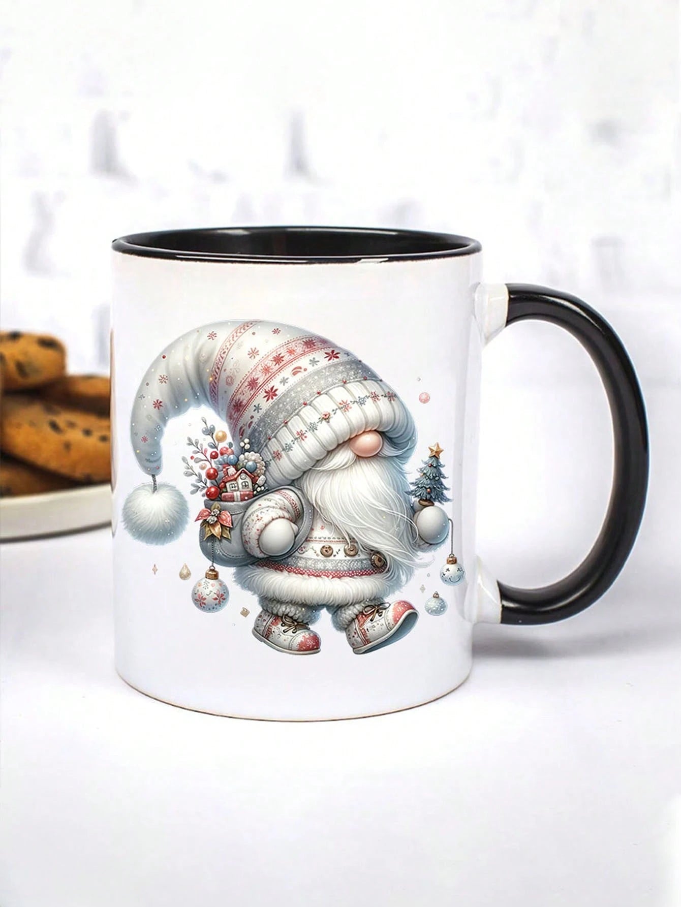4pcs White Christmas Gnome Elf Santa Claus DIY UV DTF Transfer Stickers, Winter Merry Christmas Theme Suitable For Mugs, Coffee Cups, Tumblers, Laptops, Phone Cases, Greeting Cards, Illustrations, Jun