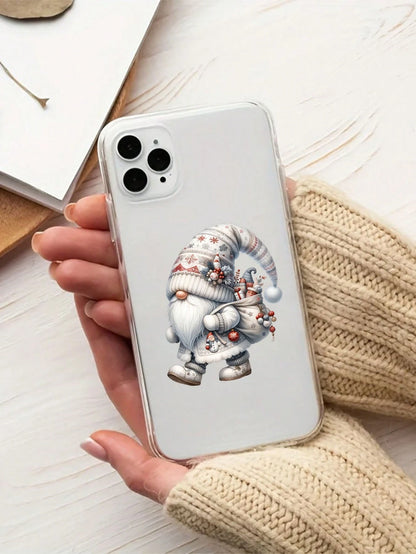 4pcs White Christmas Gnome Elf Santa Claus DIY UV DTF Transfer Stickers, Winter Merry Christmas Theme Suitable For Mugs, Coffee Cups, Tumblers, Laptops, Phone Cases, Greeting Cards, Illustrations, Jun