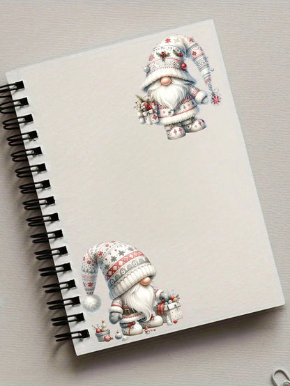 4pcs White Christmas Gnome Elf Santa Claus DIY UV DTF Transfer Stickers, Winter Merry Christmas Theme Suitable For Mugs, Coffee Cups, Tumblers, Laptops, Phone Cases, Greeting Cards, Illustrations, Jun