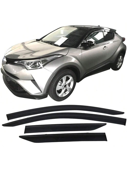4PCS,Window Visor Compatible With Toyota CHR 2017-2022 Injection Polycarbonate With Black Chrome Trim 4PCS Wind Deflector Rain Guard Shade, 2018 2019 2020- Xmas Gift For Car Enthusiasts