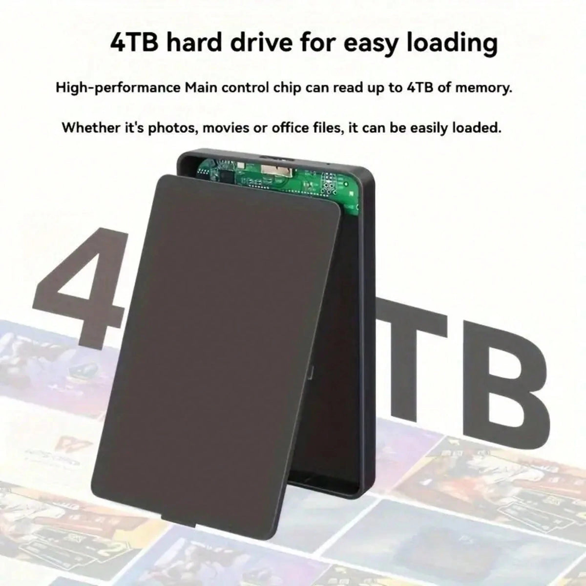 4TB 2TB Portable Hard Drive External Hard Drive 4TB 2TB USB 3.0 Data Transfer External Hard Disk Compact Minimalist Design, Compatible With Laptop Desktop- Reliable Storage For Students, Professional