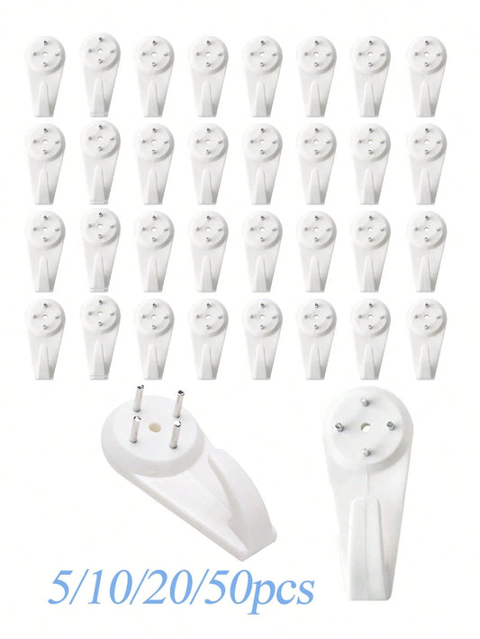 5/10/20/50pcs Invisible Plastic Hook, Invisible Nail Small Items, Traceless Storage Suspension,Picture Hanging Kit, No Damage Wall Hangers For Photo Frame Art Painting Non-Trace Drywall Stucco Concre