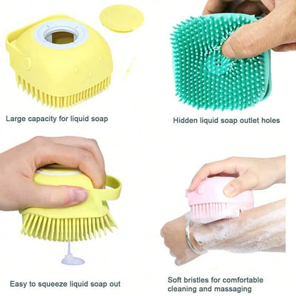 5/3/1pc Soft Silicone Bath Brush With Massage And Soothing Effect, Exfoliating, Built-In Bath Product, Suitable For Bathroom Cleaning