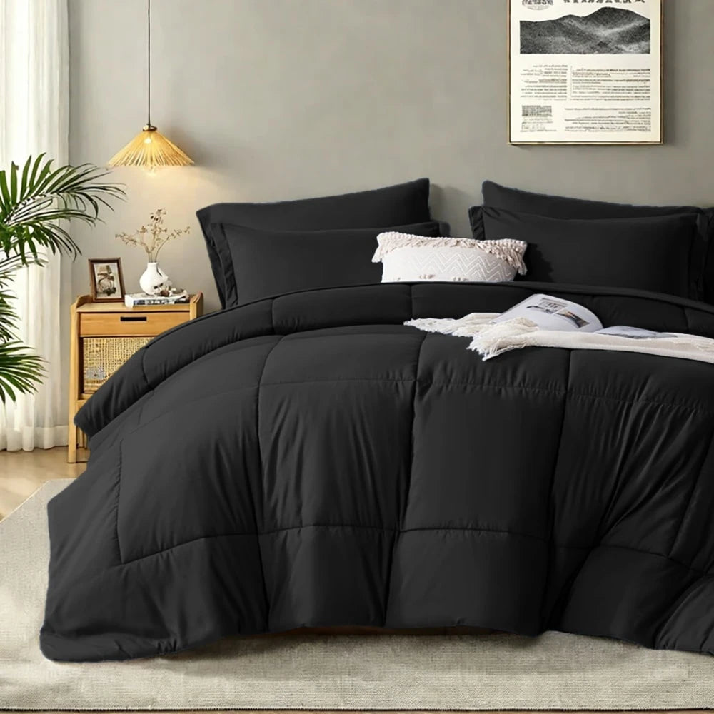 5/7 Deluxe Solid Color Comforter Sets For Queen- Soft And Comfortable Bedding Set Consisting Of 1 Comforter, 1 Flat Sheet, 1 Sheet, 2 Pillowcases And 2 Pillowshams, All-Season, Machine Washable, Grea