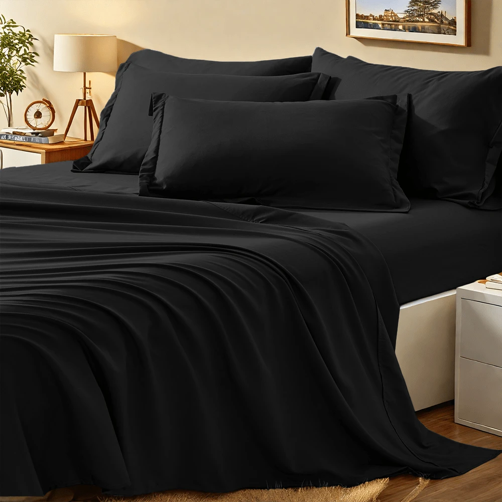 5/7 Deluxe Solid Color Comforter Sets For Queen- Soft And Comfortable Bedding Set Consisting Of 1 Comforter, 1 Flat Sheet, 1 Sheet, 2 Pillowcases And 2 Pillowshams, All-Season, Machine Washable, Grea
