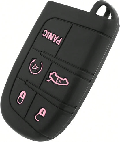 5 Buttons Key Fob Cover,Key Fob Replacement For Protecting Remote Keys,Keys Fob Case Compatible With Jeep Dodge Chrysler (Pink)