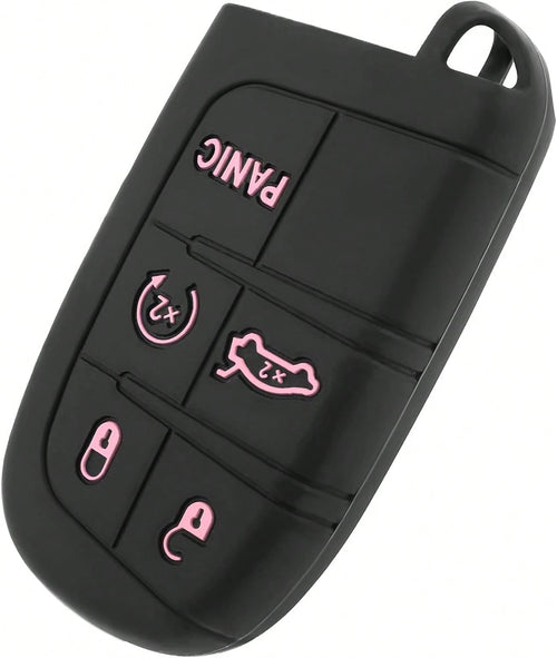 5 Buttons Key Fob Cover,Key Fob Replacement For Protecting Remote Keys,Keys Fob Case Compatible With Jeep Dodge Chrysler (Pink)