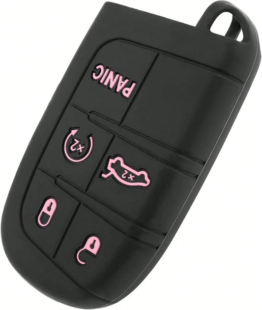 5 Buttons Key Fob Cover,Key Fob Replacement For Protecting Remote Keys,Keys Fob Case Compatible With Jeep Dodge Chrysler (Pink)