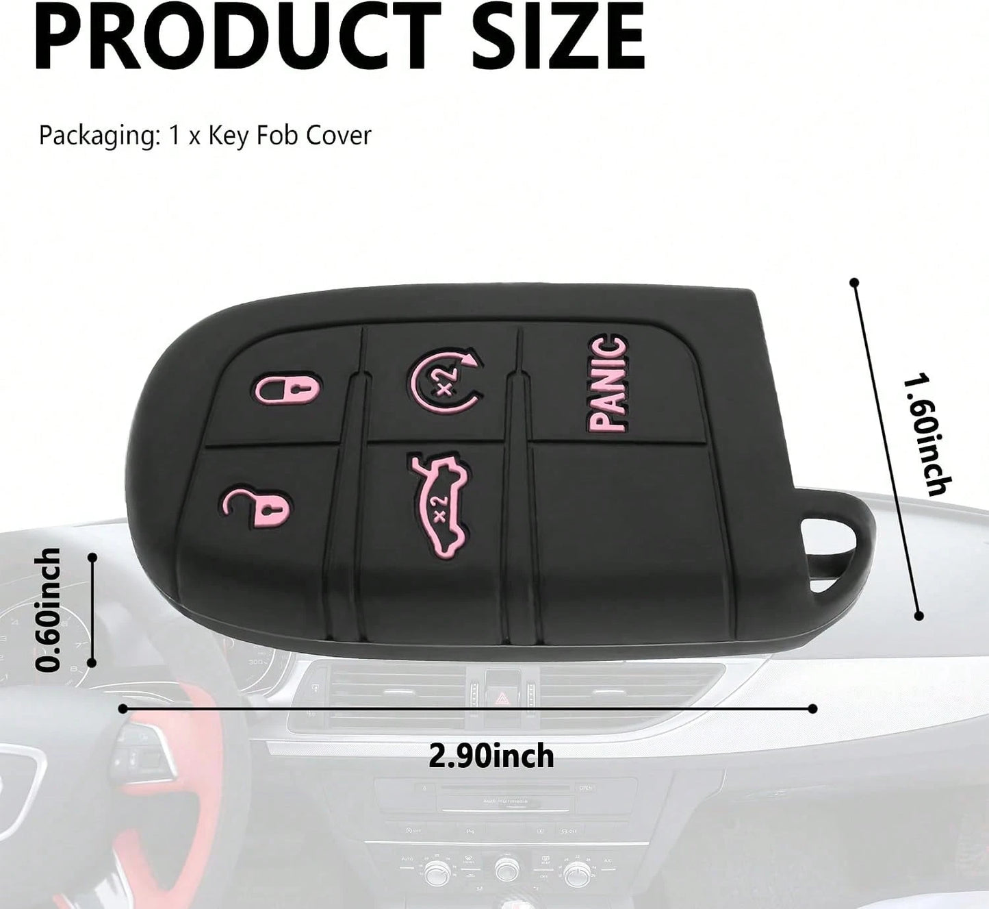 5 Buttons Key Fob Cover,Key Fob Replacement For Protecting Remote Keys,Keys Fob Case Compatible With Jeep Dodge Chrysler (Pink)