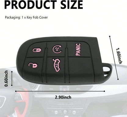 5 Buttons Key Fob Cover,Key Fob Replacement For Protecting Remote Keys,Keys Fob Case Compatible With Jeep Dodge Chrysler (Pink)