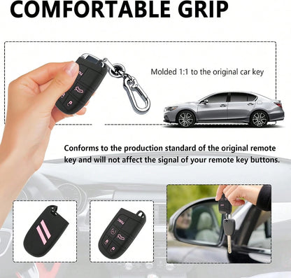 5 Buttons Key Fob Cover,Key Fob Replacement For Protecting Remote Keys,Keys Fob Case Compatible With Jeep Dodge Chrysler (Pink)