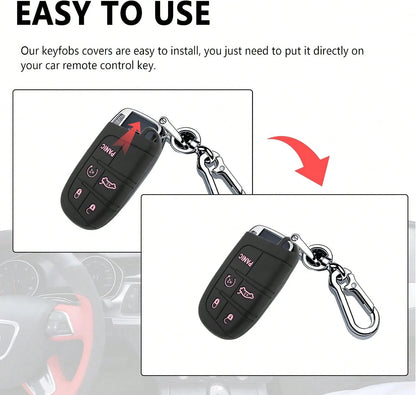 5 Buttons Key Fob Cover,Key Fob Replacement For Protecting Remote Keys,Keys Fob Case Compatible With Jeep Dodge Chrysler (Pink)