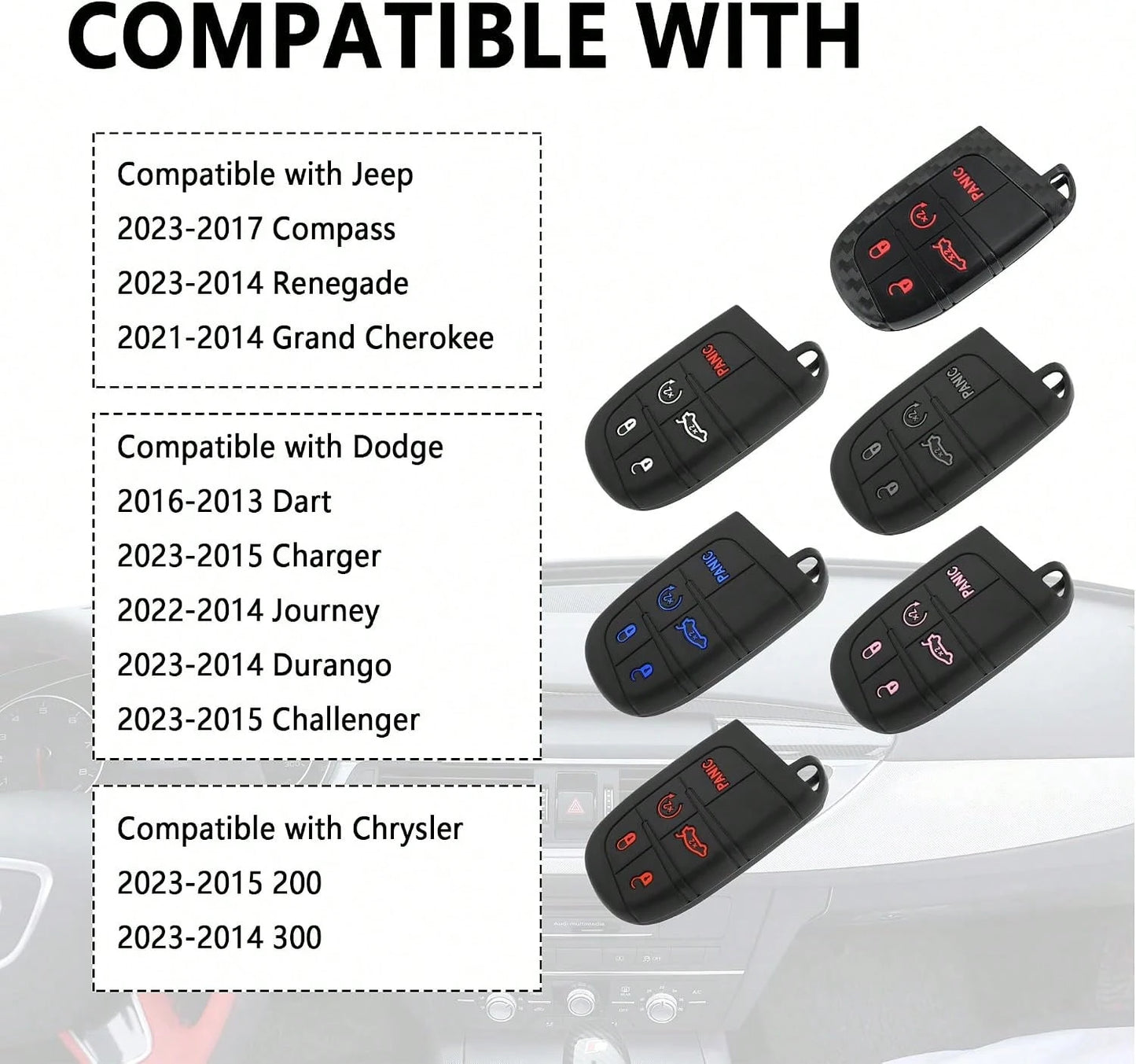 5 Buttons Key Fob Cover,Key Fob Replacement For Protecting Remote Keys,Keys Fob Case Compatible With Jeep Dodge Chrysler (Pink)