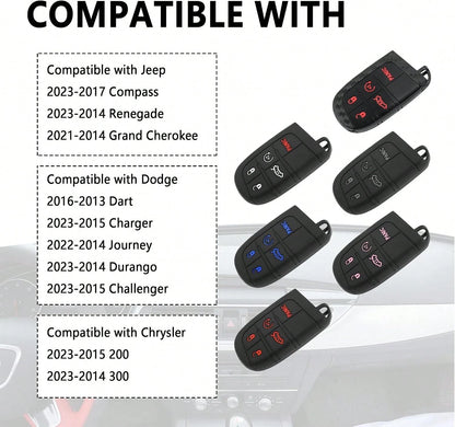 5 Buttons Key Fob Cover,Key Fob Replacement For Protecting Remote Keys,Keys Fob Case Compatible With Jeep Dodge Chrysler (Pink)