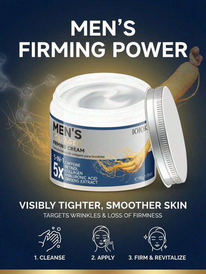 5-In-1 Anti-Aging & Anti-Wrinkle Face Cream For Men, 50g, Infused With Collagen, Retinol, Hyaluronic Acid, Caffeine & Ginseng, Deep Hydration & Moisturizing, Firms & Lifts Contours, Fades Fine Lines &