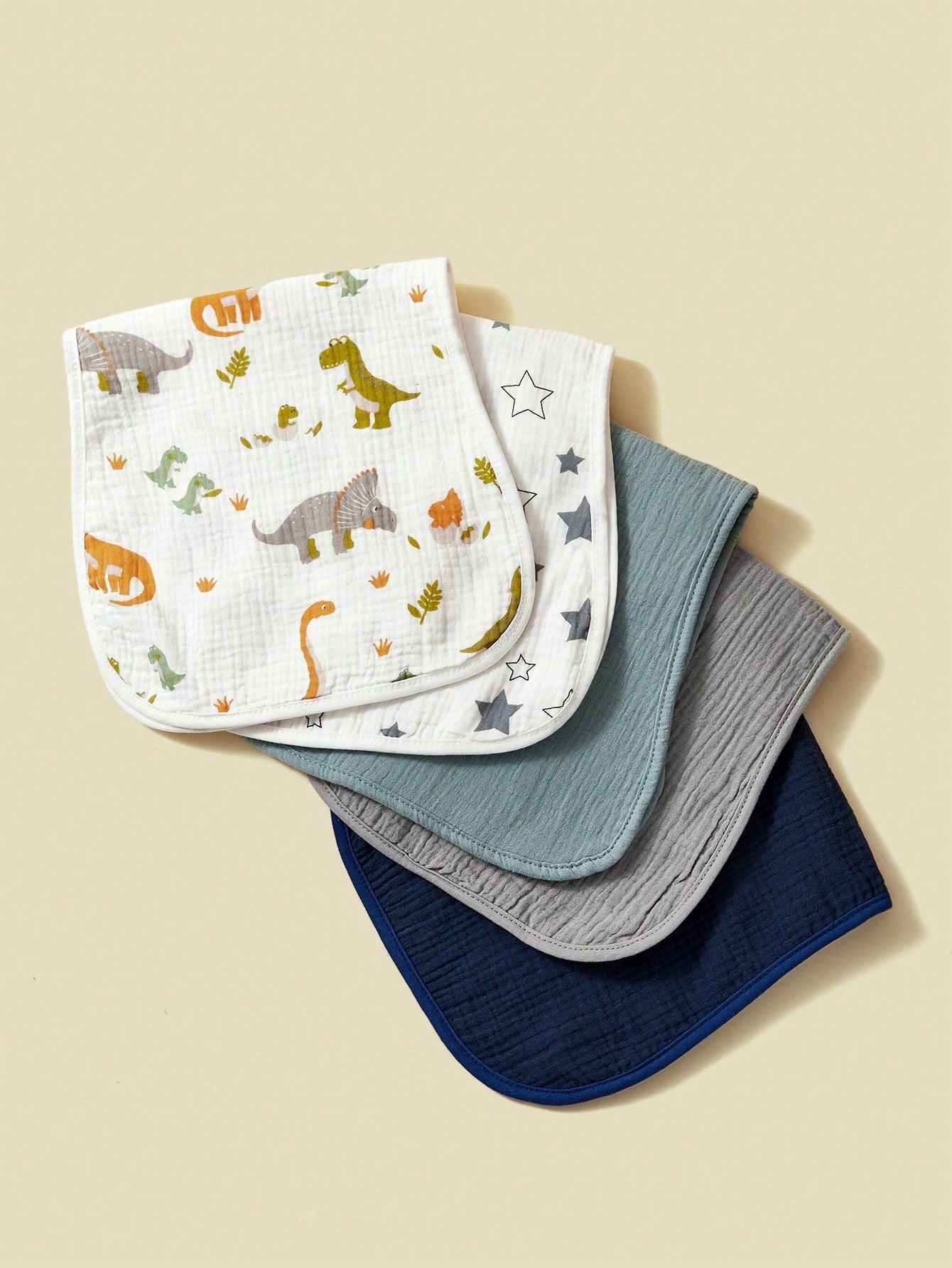 5-Pack Cotton Terry Burp Cloths For Baby Boys, Dinosaur Print, Soft And Absorbent