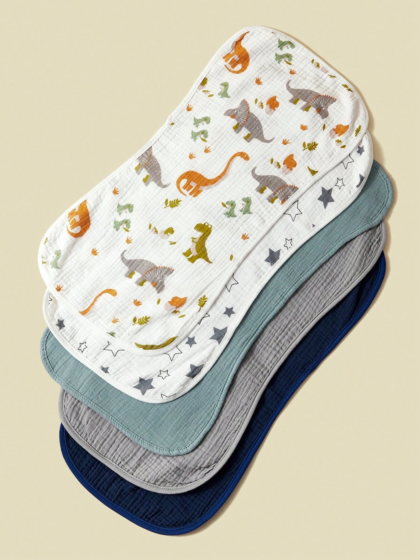 5-Pack Cotton Terry Burp Cloths For Baby Boys, Dinosaur Print, Soft And Absorbent