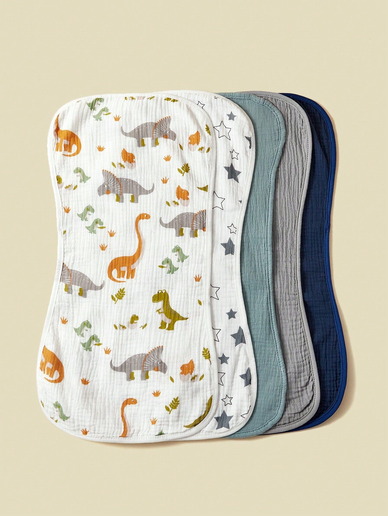5-Pack Cotton Terry Burp Cloths For Baby Boys, Dinosaur Print, Soft And Absorbent