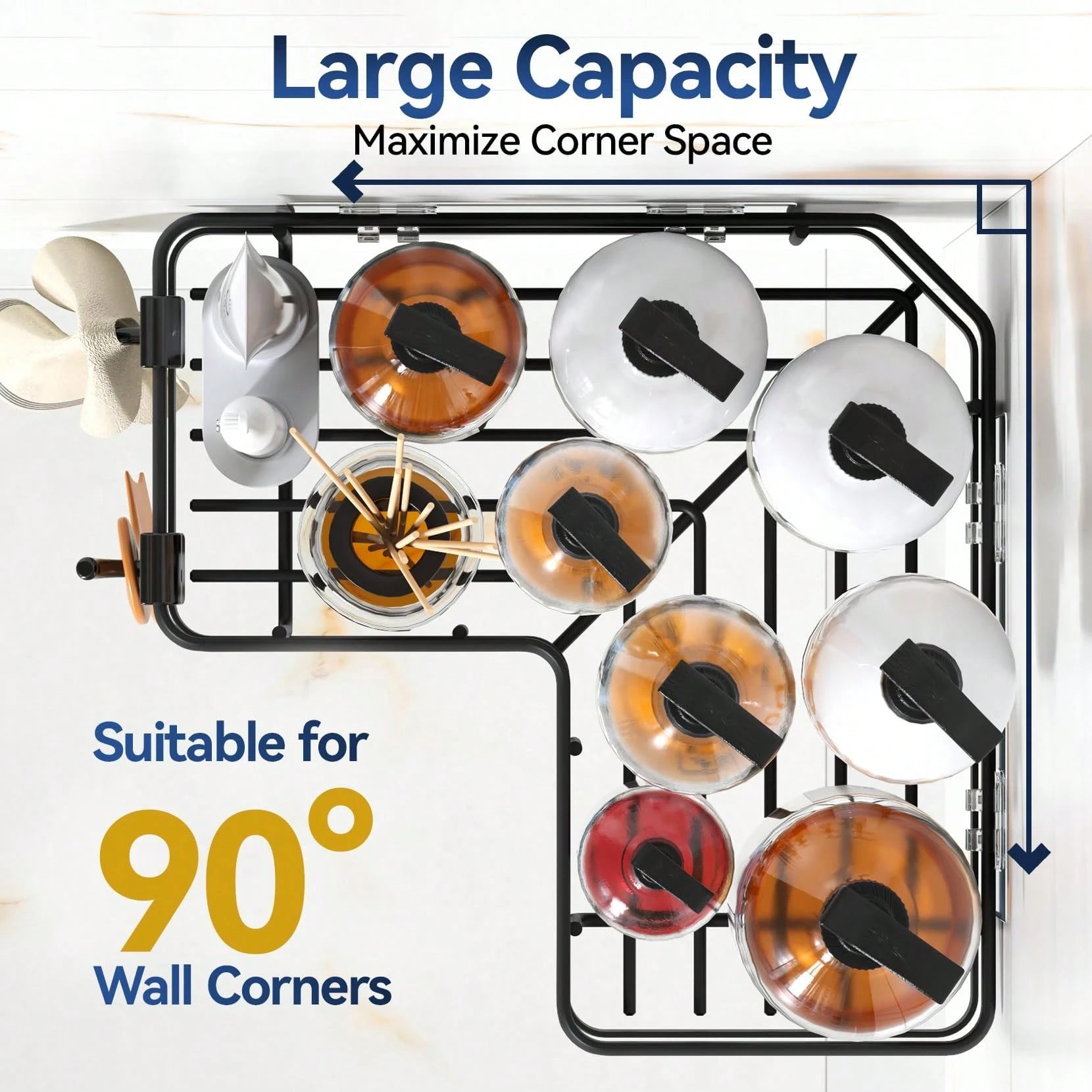 5 Packs Corner Shower Caddy, Adhesive Shower Organizers, Rustproof Stainless Steel Shower Shelves With 8 Hooks, No Drilling Bathroom Organizers And Storage Racks, Space-Saving Back To School
