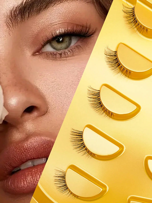 5 Pairs Mini Cute Super Short Half-Lash False Eyelashes, Transparent Stem, Cat Eye Style, Soft 3D Faux Mink Lashes, Create Natural Makeup- 5 Pairs/Box. Suitable For Small Eyes, Reusable For Daily Wea