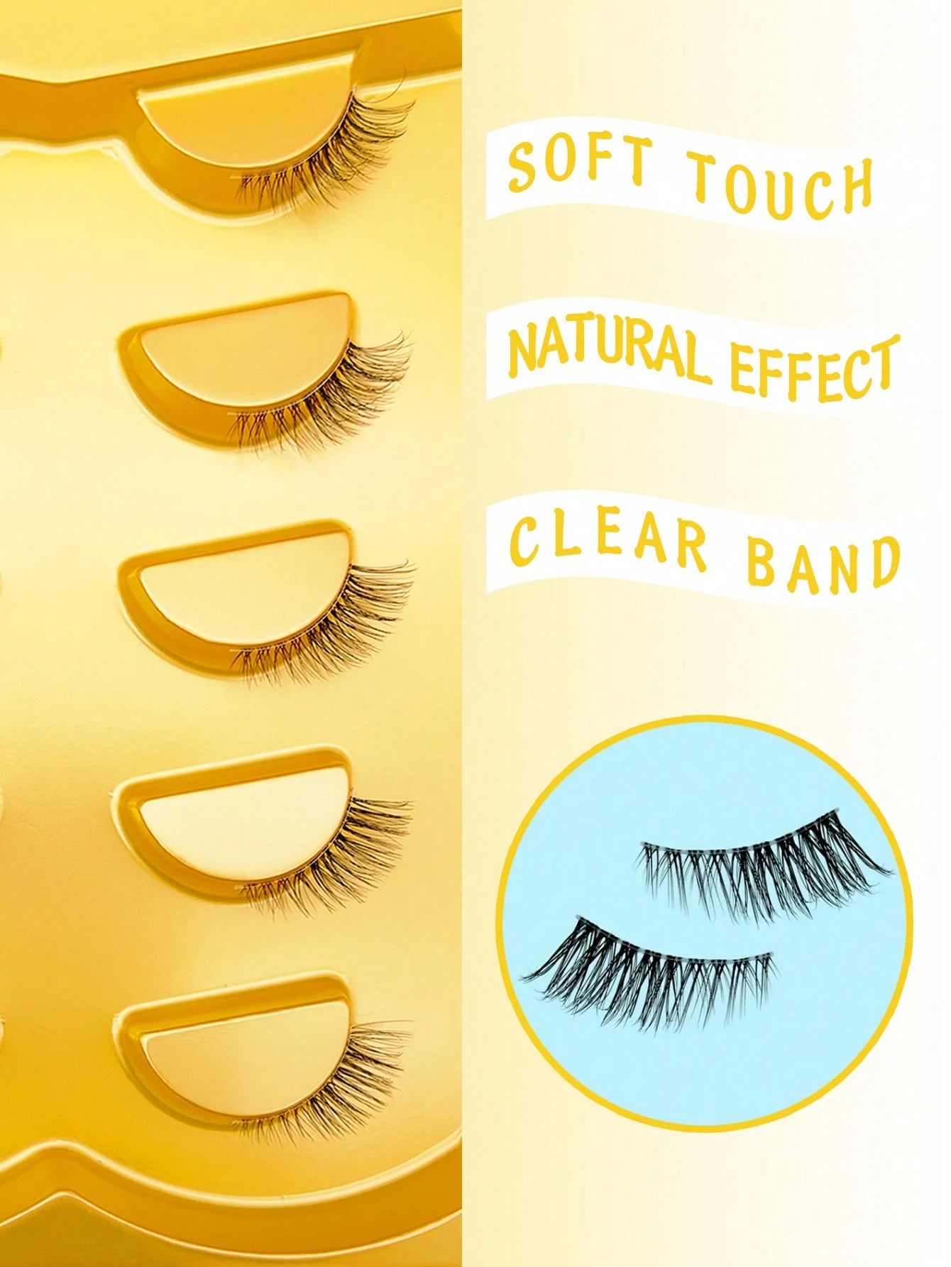5 Pairs Mini Cute Super Short Half-Lash False Eyelashes, Transparent Stem, Cat Eye Style, Soft 3D Faux Mink Lashes, Create Natural Makeup- 5 Pairs/Box. Suitable For Small Eyes, Reusable For Daily Wea