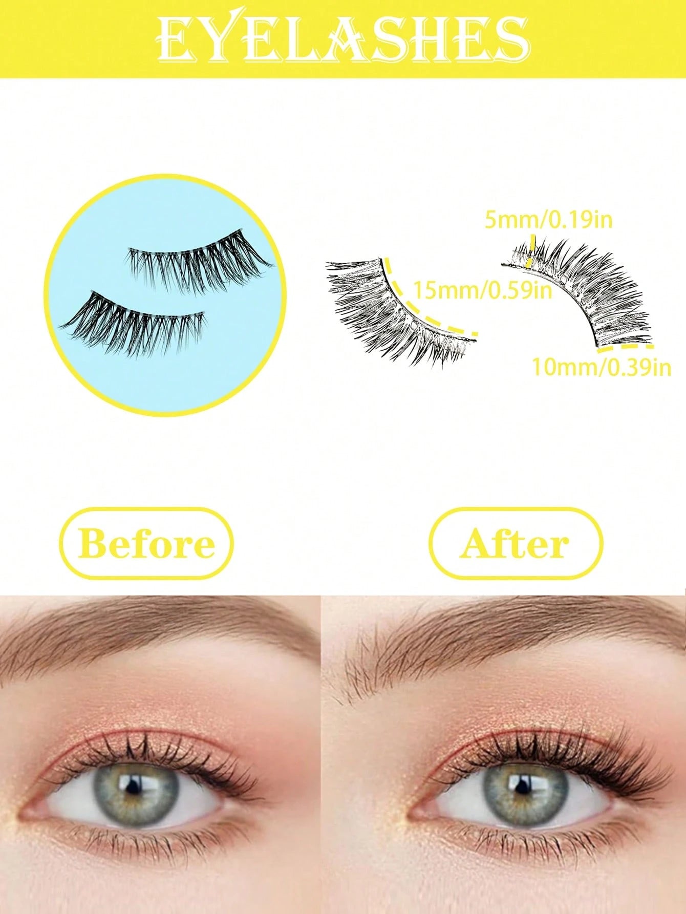 5 Pairs Mini Cute Super Short Half-Lash False Eyelashes, Transparent Stem, Cat Eye Style, Soft 3D Faux Mink Lashes, Create Natural Makeup- 5 Pairs/Box. Suitable For Small Eyes, Reusable For Daily Wea