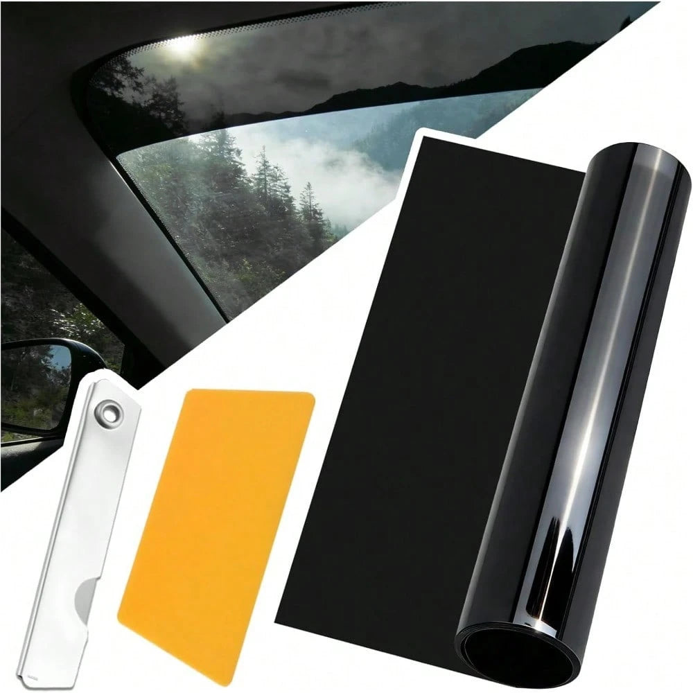 5% VLT Professional Car Window Tint Film Kit, 59" X 7.87" Windshield Tint Strip For Glare Reduction, Includes Scraper & Knife Tool For Easy Application