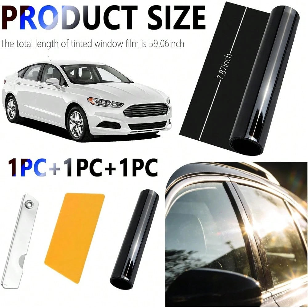 5% VLT Professional Car Window Tint Film Kit, 59" X 7.87" Windshield Tint Strip For Glare Reduction, Includes Scraper & Knife Tool For Easy Application