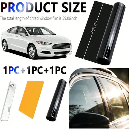 5% VLT Professional Car Window Tint Film Kit, 59" X 7.87" Windshield Tint Strip For Glare Reduction, Includes Scraper & Knife Tool For Easy Application