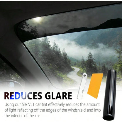 5% VLT Professional Car Window Tint Film Kit, 59" X 7.87" Windshield Tint Strip For Glare Reduction, Includes Scraper & Knife Tool For Easy Application
