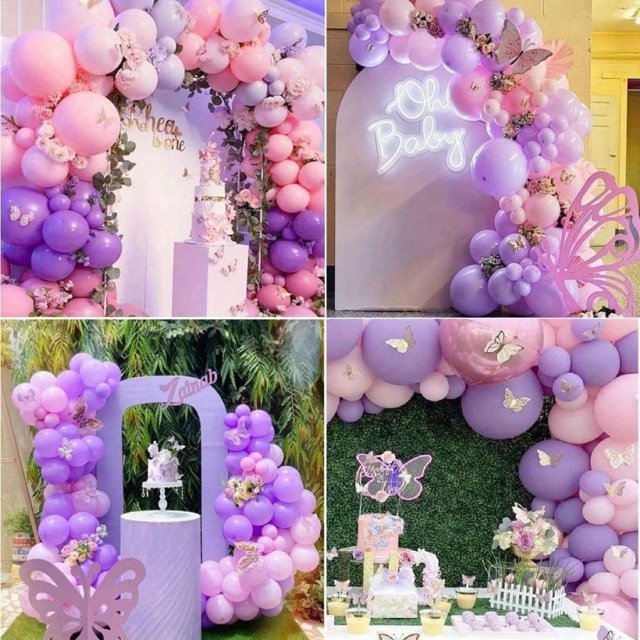 50/20pcs Metallic Pink & Purple Latex Balloons- Birthday, Shower, Wedding, Anniversary, Graduation, Boy Girl, Princess Theme, Gender Reveal, Celebration Party Decorations| Elegant Party Decor| Chic