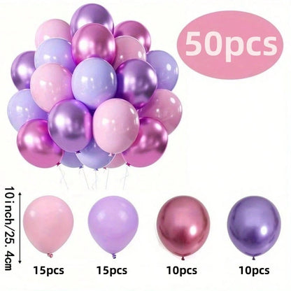 50/20pcs Metallic Pink & Purple Latex Balloons- Birthday, Shower, Wedding, Anniversary, Graduation, Boy Girl, Princess Theme, Gender Reveal, Celebration Party Decorations| Elegant Party Decor| Chic