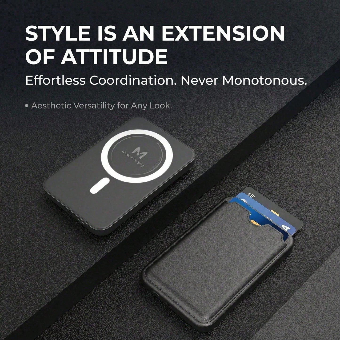 5000mAh Magnetic Wireless Power Bank Leather Card Holder 15W Wireless Charging 22.5W Wired Fast Charging Ultra Slim Portable Phone Charger Battery Life Protection Compatible With IPhone 15 Pro Max 15