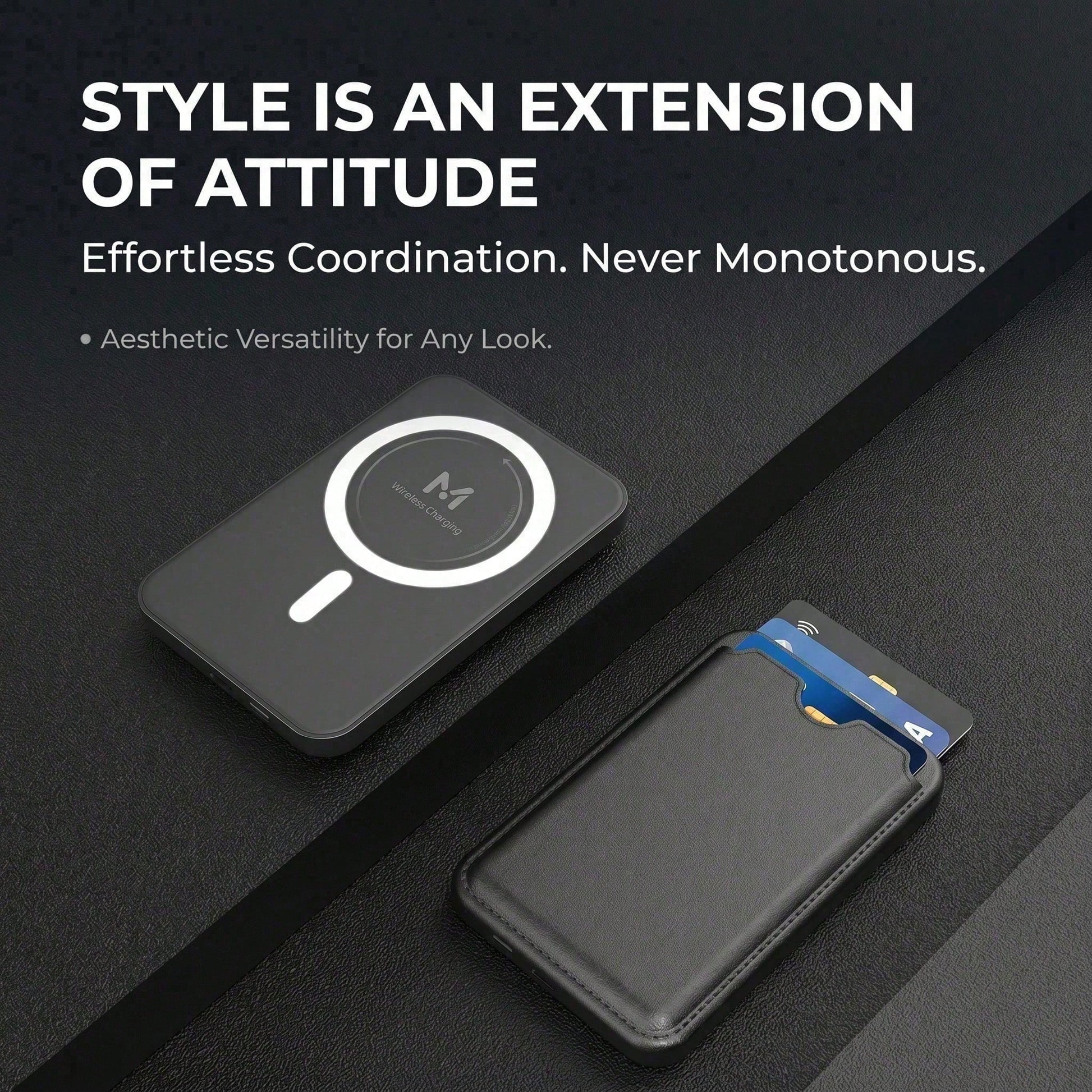 5000mAh Magnetic Wireless Power Bank Leather Card Holder 15W Wireless Charging 22.5W Wired Fast Charging Ultra Slim Portable Phone Charger Battery Life Protection Compatible With IPhone 15 Pro Max 15