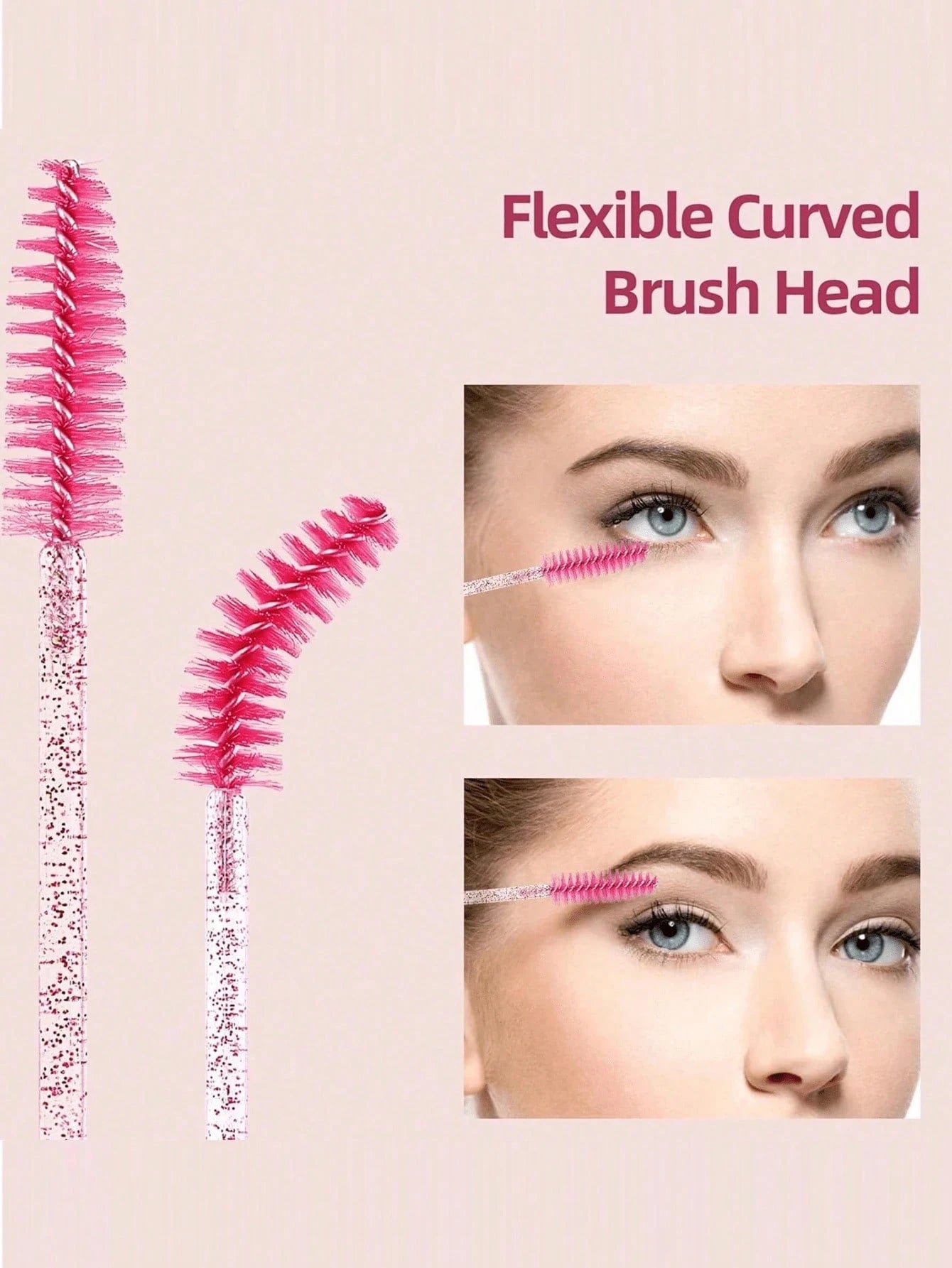 500pcs/100pcs/50pcs/10pcs Eyelash Brushes, Mascara Brushes, Eyelash Brushes, Spiral Brushes For Eyelash Extensions, Eyebrow Brushes, Eyeshadow Brushes, Brow Makeup Tools And Accessories Set
