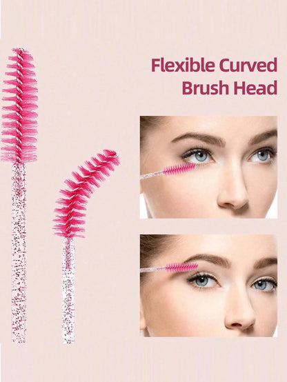 500pcs/100pcs/50pcs/10pcs Eyelash Brushes, Mascara Brushes, Eyelash Brushes, Spiral Brushes For Eyelash Extensions, Eyebrow Brushes, Eyeshadow Brushes, Brow Makeup Tools And Accessories Set