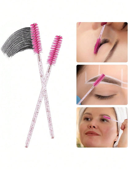 500pcs/100pcs/50pcs/10pcs Eyelash Brushes, Mascara Brushes, Eyelash Brushes, Spiral Brushes For Eyelash Extensions, Eyebrow Brushes, Eyeshadow Brushes, Brow Makeup Tools And Accessories Set