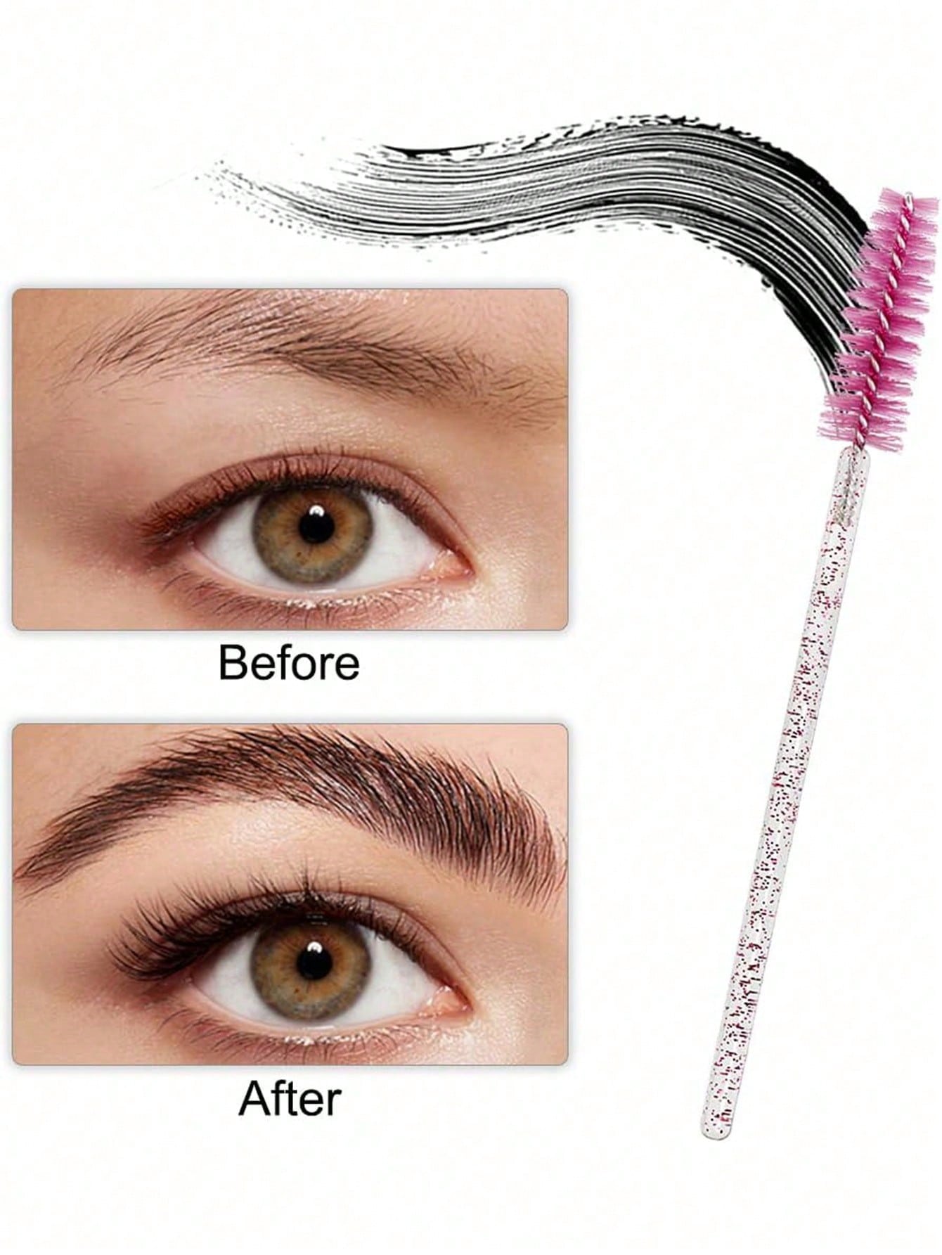 500pcs/100pcs/50pcs/10pcs Eyelash Brushes, Mascara Brushes, Eyelash Brushes, Spiral Brushes For Eyelash Extensions, Eyebrow Brushes, Eyeshadow Brushes, Brow Makeup Tools And Accessories Set