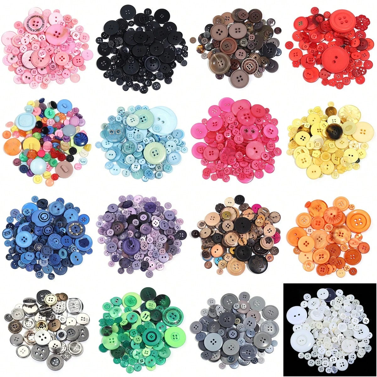 50g/Pack Mixed Size Resin Colorful Buttons, Suitable For DIY Handmade Button Art, Button Flower Material Kit, Shirt, Shoe, Hat, Clothing Round Hand-Sewn Decorative Buttons, Sewing Accessories, DIY Cra
