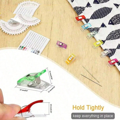 50pcs Colorful Fabric Sewing Clips, Multi-Purpose Quilting Binding Craft Clips, Edge Positioning Clips, Plastic Binding Paper Clips Set, DIY Sewing Pin Alternative
