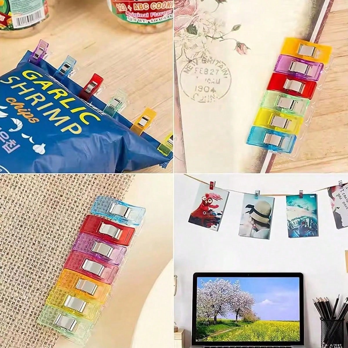 50pcs Colorful Fabric Sewing Clips, Multi-Purpose Quilting Binding Craft Clips, Edge Positioning Clips, Plastic Binding Paper Clips Set, DIY Sewing Pin Alternative