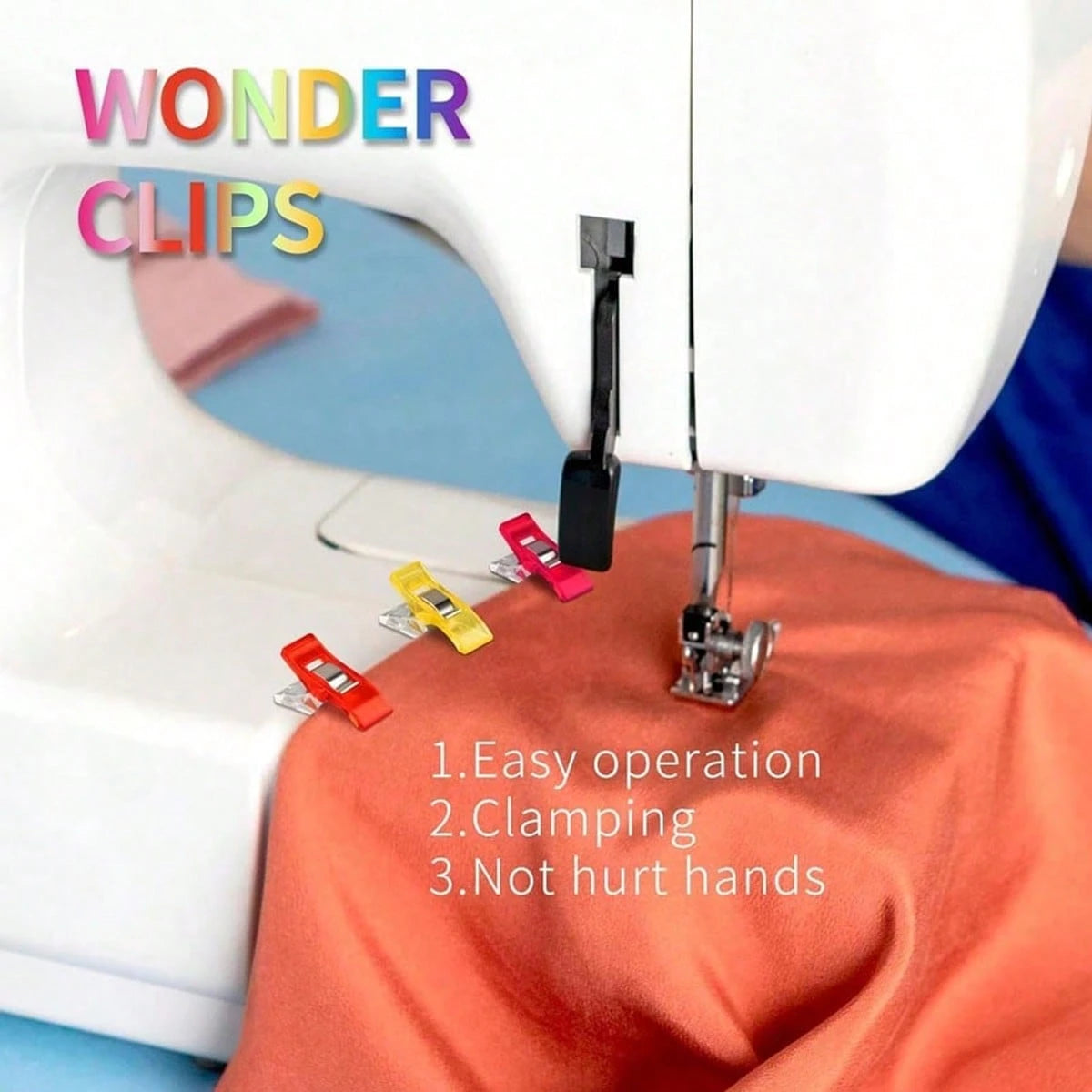 50pcs Colorful Fabric Sewing Clips, Multi-Purpose Quilting Binding Craft Clips, Edge Positioning Clips, Plastic Binding Paper Clips Set, DIY Sewing Pin Alternative