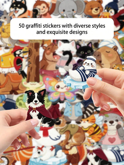 50pcs Knitted Animal Creative Stickers, Waterproof Transparent Stickers Suitable For Laptop, Guitar, Skateboard, Refrigerator, Luggage, Phone, Desktop, Wall, Suitable For Adult Gifts, Teenager Gifts