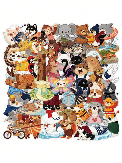 50pcs Knitted Animal Creative Stickers, Waterproof Transparent Stickers Suitable For Laptop, Guitar, Skateboard, Refrigerator, Luggage, Phone, Desktop, Wall, Suitable For Adult Gifts, Teenager Gifts