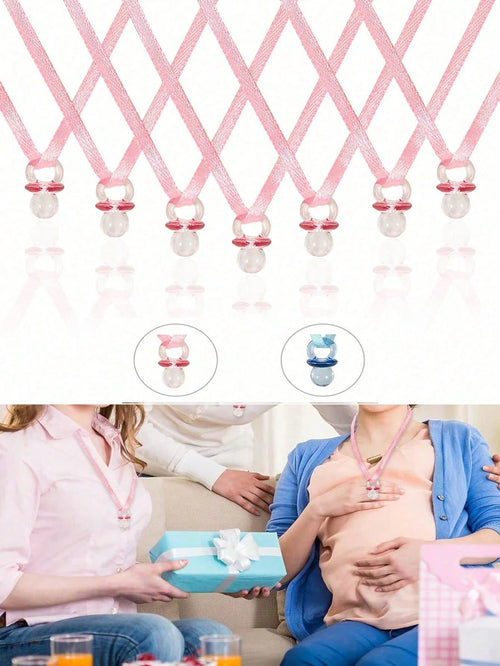 50pcs Mini Baby Pacifier Pendant (With Ribbon), Baby Shower Favors, Birthday Party Decorations, Nursery Decor